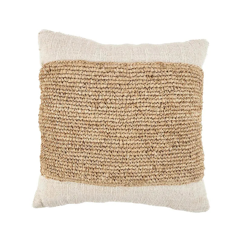 THE RAFFIA STAMP CUSHION COVER NATURAL