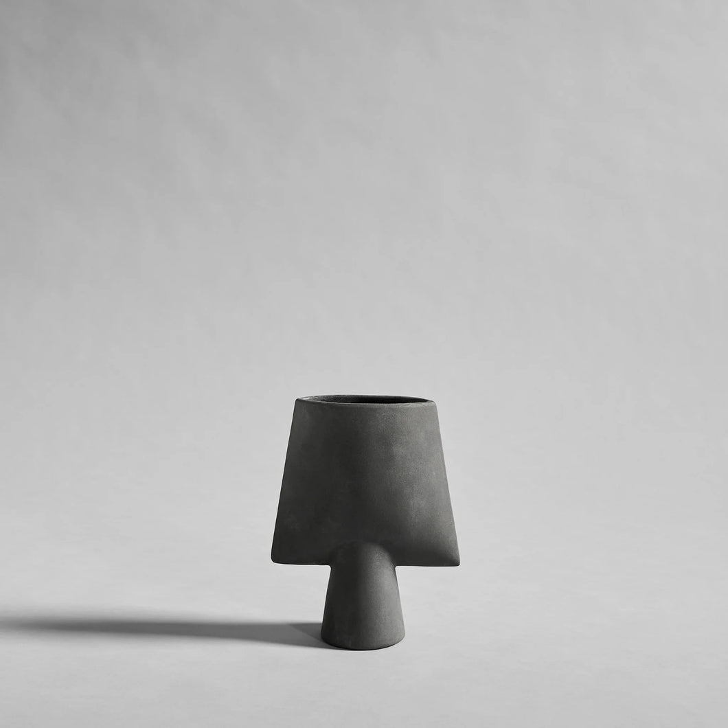 SPHERE VASE SQUARE, MINI - DARK GREY
