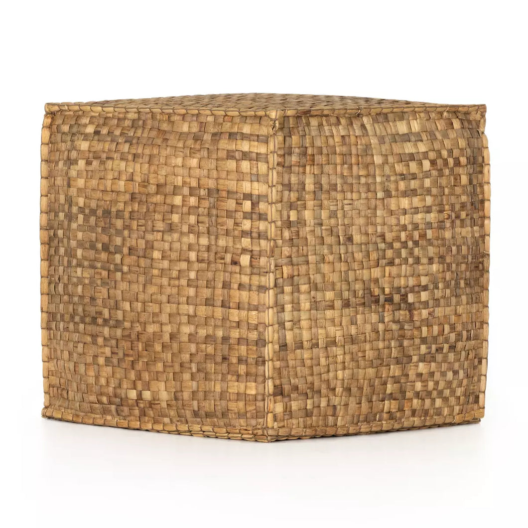 BASIN SQUARE POUF-NATURAL WATER HYCINTH