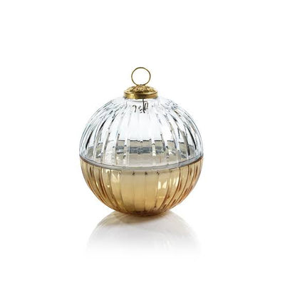 ETCHES GLASS ORNAMENT BALL SCENTED CANDLE-CLR/GOLD-LG