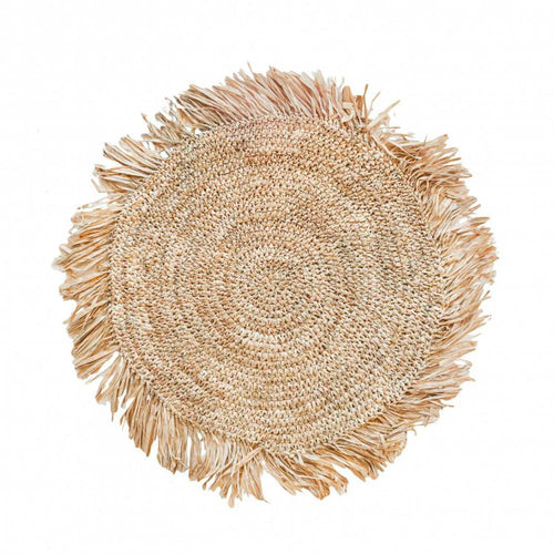 THE FRINGE RAFFIA PLACEMAT ROUND - NATURAL