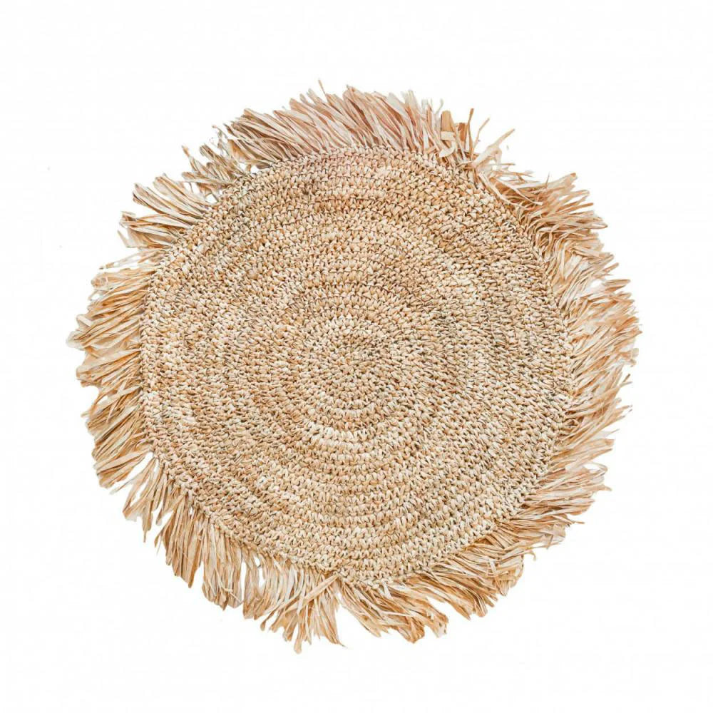 THE FRINGE RAFFIA PLACEMAT ROUND - NATURAL