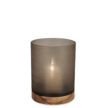 Load image into Gallery viewer, ARAN LANTERN L base walnut handcarved / glass smokegrey