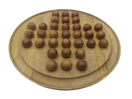 WOODEN SOLITAIRE GAME W/WOODEN BALLS D30cm