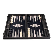 Load image into Gallery viewer, PEARLY GREY VAVONA INTAID BACKGAMMON WITH LIGHT GREY AND GREY POINTS WITH SIDERACKS SIZE SMALL