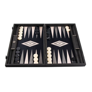 PEARLY GREY VAVONA INTAID BACKGAMMON WITH LIGHT GREY AND GREY POINTS WITH SIDERACKS SIZE SMALL