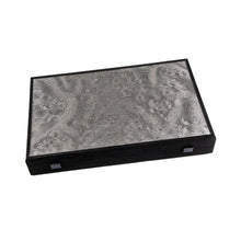 Load image into Gallery viewer, PEARLY GREY VAVONA INTAID BACKGAMMON WITH LIGHT GREY AND GREY POINTS WITH SIDERACKS SIZE SMALL