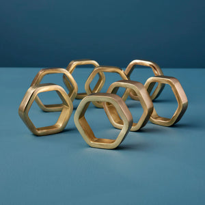 HEXAGON NAPKIN RING, GOLD