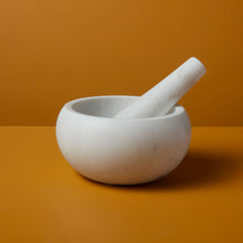 Load image into Gallery viewer, WHITE MARBLE MORTAR &amp; PESTLE