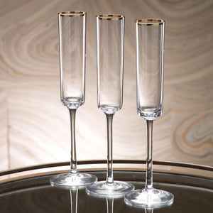 TALL CHAMPAGNE FLUTE WITH GOLD RIM
