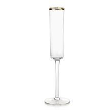 Load image into Gallery viewer, TALL CHAMPAGNE FLUTE WITH GOLD RIM