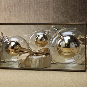 DOUBLE GLASS BALL ORNAMENT - GOLD - MEDIUM
