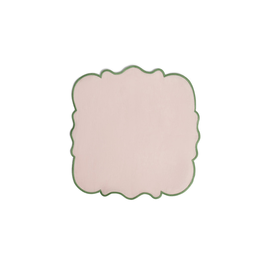 SET 2 NAPKIN PINK 45X45 GREEN RIM