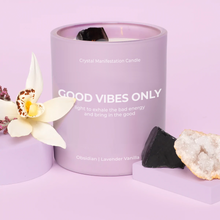 Load image into Gallery viewer, “GOOD VIBES ONLY” CRYSTAL MANIFESTATION CANDLE
