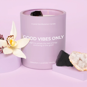“GOOD VIBES ONLY” CRYSTAL MANIFESTATION CANDLE