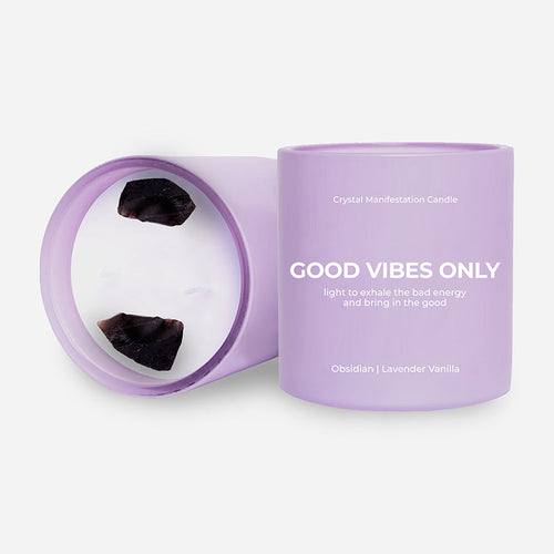 “GOOD VIBES ONLY” CRYSTAL MANIFESTATION CANDLE