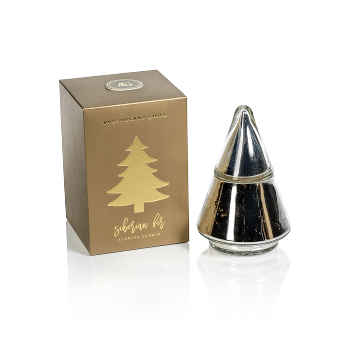 SIBERIAN FIR TREE CANDLE JAR IN GIFT BOX - SILVER