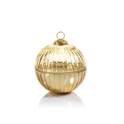 ETCHED GLASS ORNAMENT BALL SCENTED CANDLE - MEDIUM - GOLD