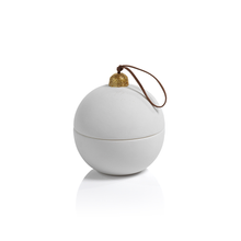 Load image into Gallery viewer, SCENTED WHITE PORCELAIN ORNAMENT CANDLE WITH GREEN WAX - RIBBED