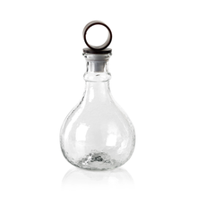 Load image into Gallery viewer, Artisan Hammered Glass Decanter with Wrought Iron Stopper