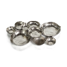 Load image into Gallery viewer, CLUSTER OF NINE ROUND SERVING BOWLS - NICKEL