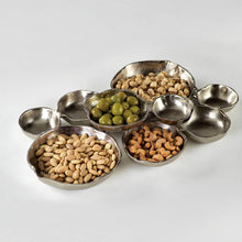 Load image into Gallery viewer, CLUSTER OF NINE ROUND SERVING BOWLS - NICKEL