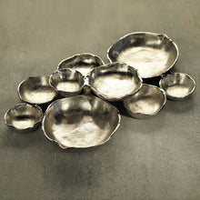 Load image into Gallery viewer, CLUSTER OF NINE ROUND SERVING BOWLS - NICKEL