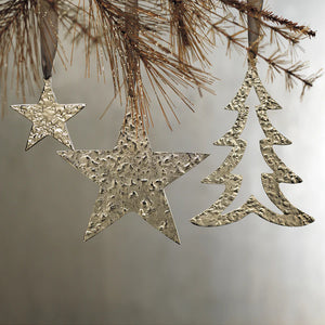 RAW ALUMINUM STAR ORNAMENT - NICKEL - LARGE