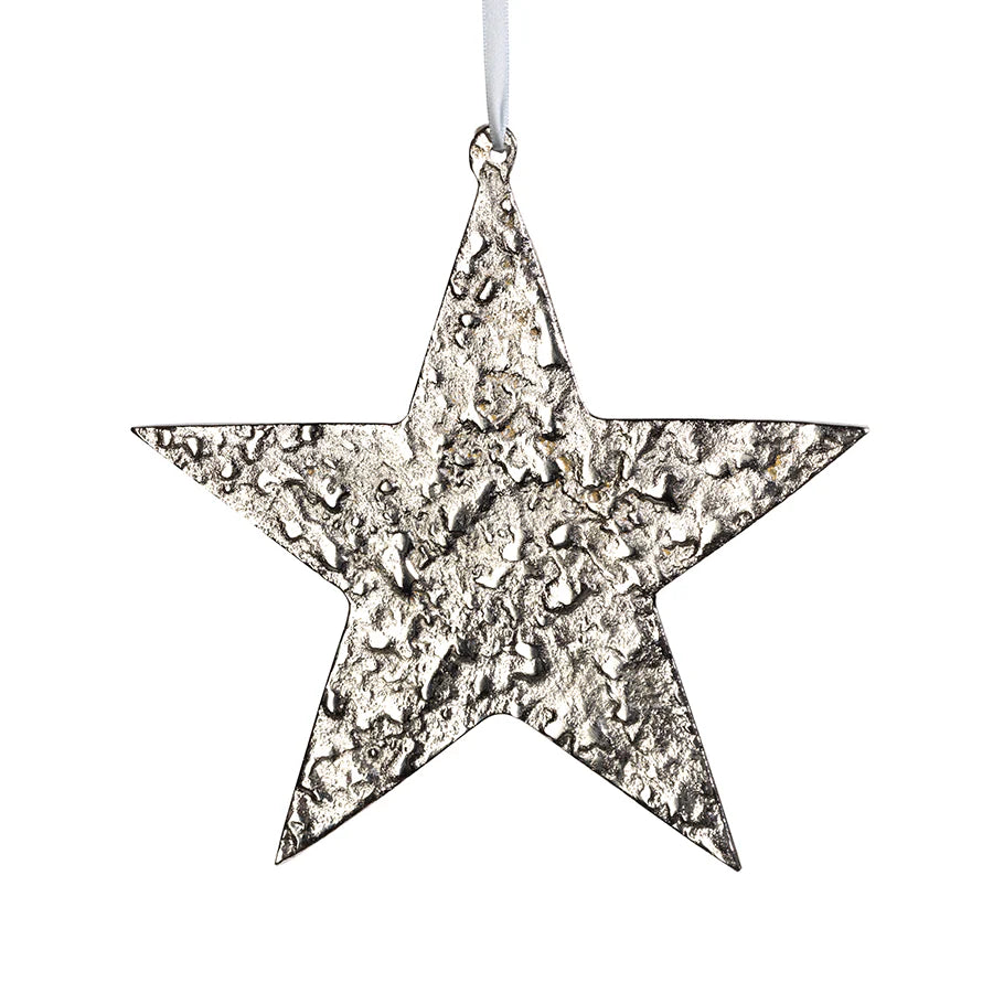 RAW ALUMINUM STAR ORNAMENT - NICKEL - LARGE