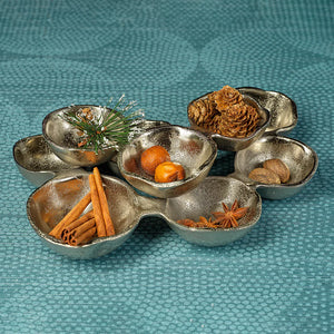SMALL CLUSTER OF NINE SERVING BOWLS - NICKEL