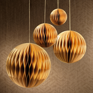 Wish Paper Decorative Ball Ornament - Gold with Gold Glitter Edges - Medium