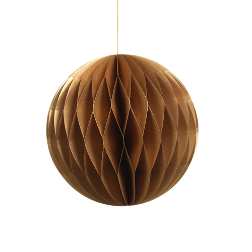 WISH PAPER DECORATIVE BALL ORNAMENT - GOLD WITH GOLD GLITTER EDGES - EXTRA LARGE