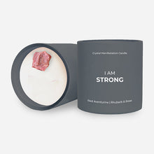 Load image into Gallery viewer, I AM STRONG CRYSTAL MANIFESTATION CANDLE