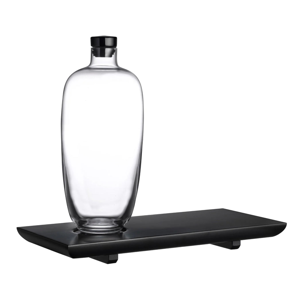 MALT WHISKEY BOTTLE TALL WITH WOODEN TRAY