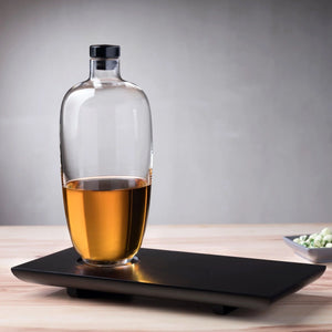 MALT WHISKEY BOTTLE TALL WITH WOODEN TRAY