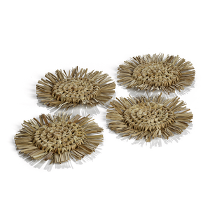 TROPICAL PANDAN FRINGED COASTERS - SET OF 4