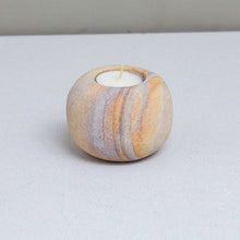 Load image into Gallery viewer, RAINBOW SANDSTONE PEBBLE CANDLEHOLDER, SMALL