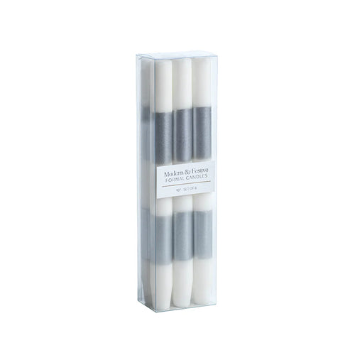 MODERN & FESTIVE SILVER FORMAL CANDLES/SET OF 6