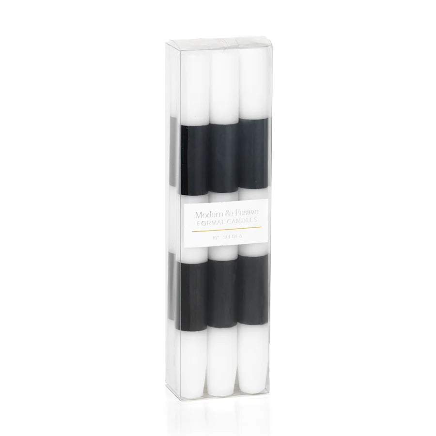 MODERN & FESTIVE BLK FORMAL CANDLES/SET OF 6