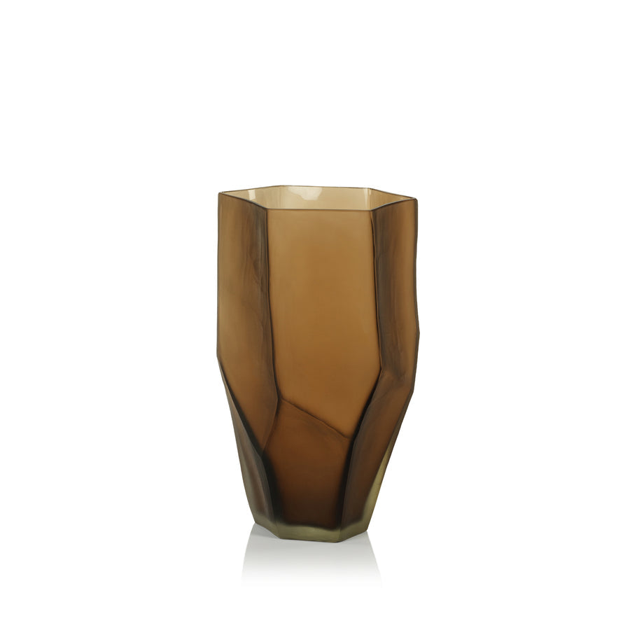 SICILIA AMBER GLASS VASE - CHOCOLATE - SMALL