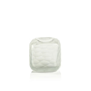 HAMMERED FROSTED GLASS VASE - CLEAR - SMALL