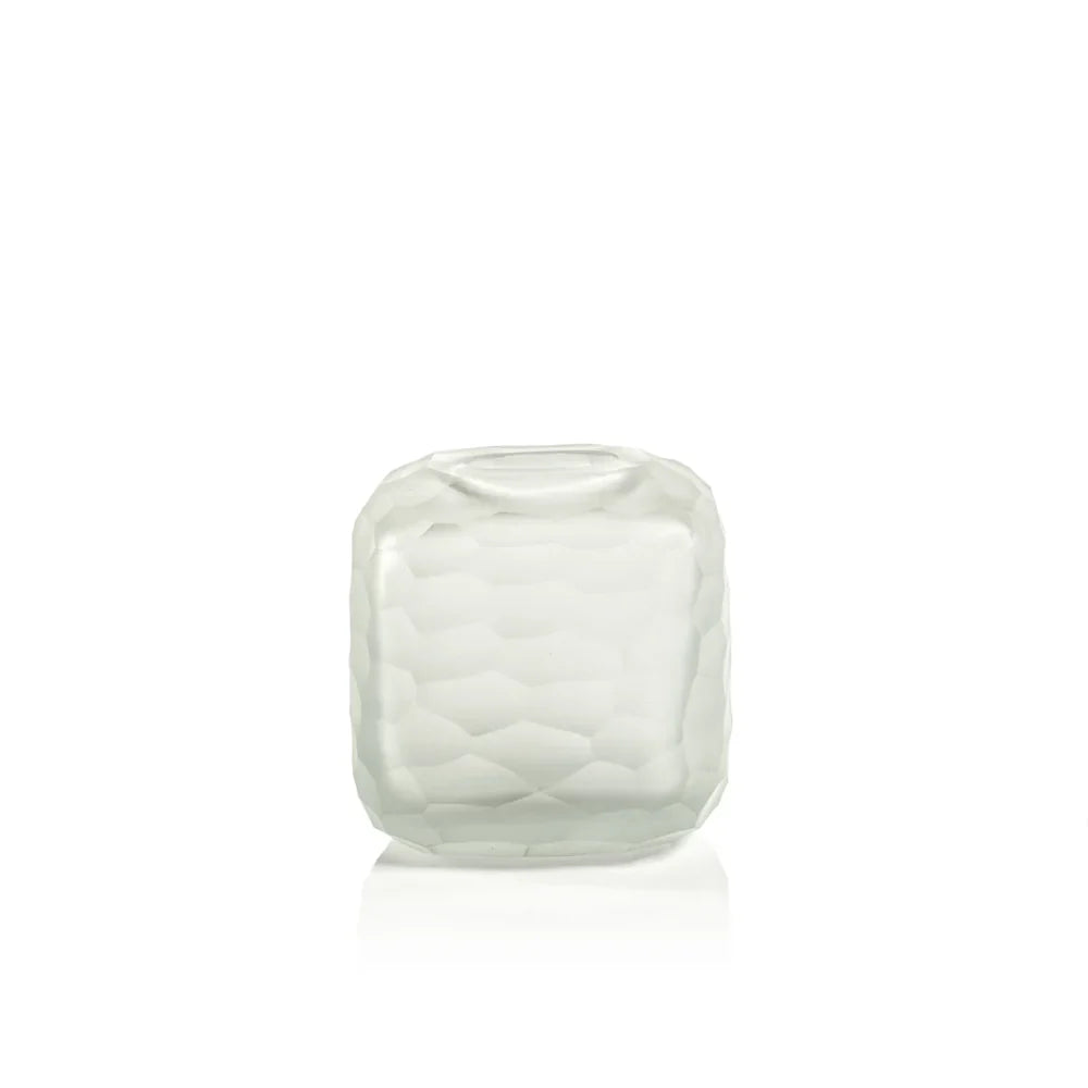 HAMMERED FROSTED GLASS VASE - CLEAR - SMALL