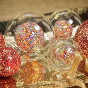 Double Glass Sequin Ball Ornament - Multicolored - Medium