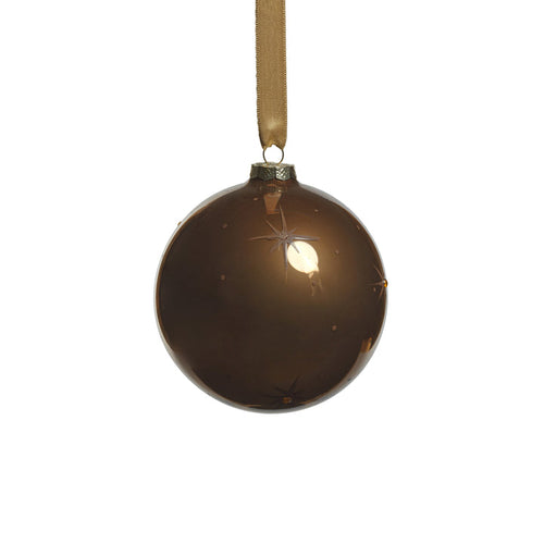 STAR TOPAZ GLASS BALL ORNAMENT- BROWN - MEDIUM