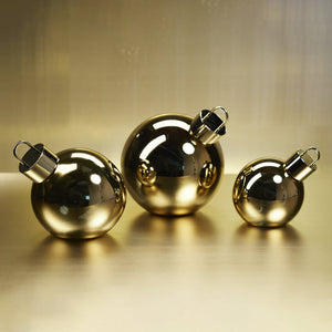 LED METALLIC GLASS OVERSIZED ORNAMENT BALL - GOLD - 5 IN