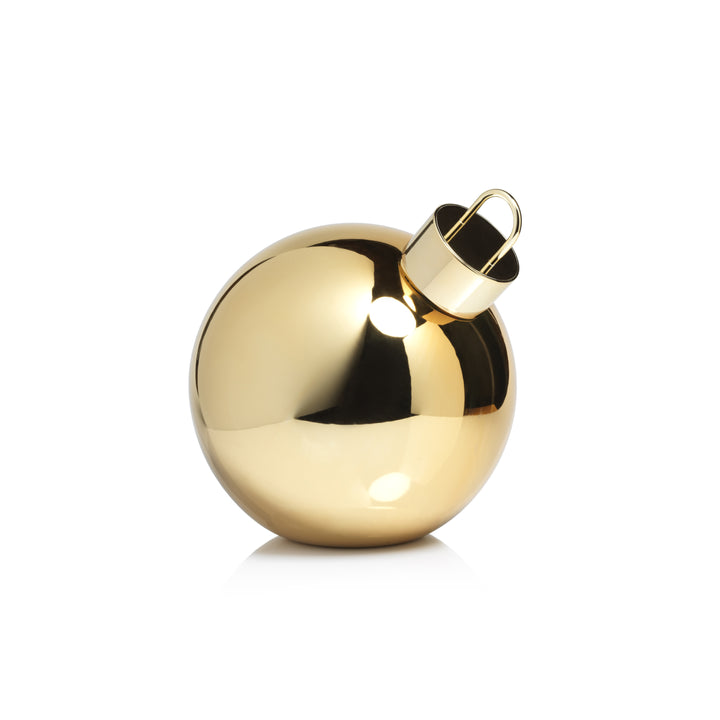 LED METALLIC GLASS OVERSIZED ORNAMENT BALL - GOLD - 5 IN