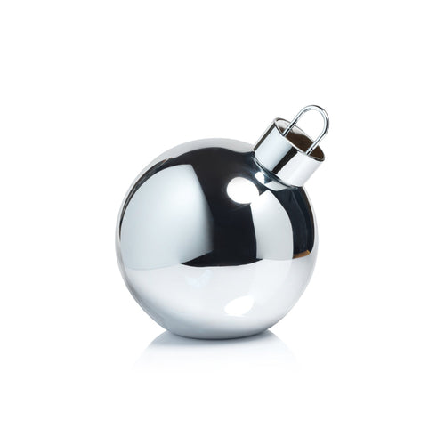 LED METALLIC GLASS OVERSIZED ORNAMENT BALL - SILVER - 11.75 IN