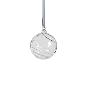 SWIRL BROWN GLASS ORNAMENT, CLEAR SM