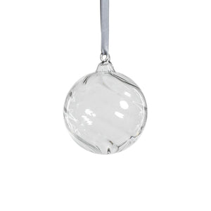 SWIRL BLOWN GLASS ORNAMENT, CLEAR MED