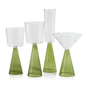 VENETO GLASSWARE - GREEN -RED WINE GLASS (SET OF 4)